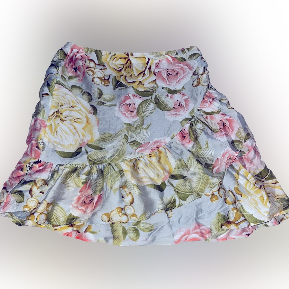 Express High Waisted Asymmetrical Ruffle Mini Skirt Size 2 (Petite)